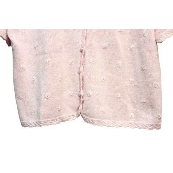Vintage Cardigan Sweater Size L. Pink Embroidered Beaded Floral Knit - Picture 5 of 13